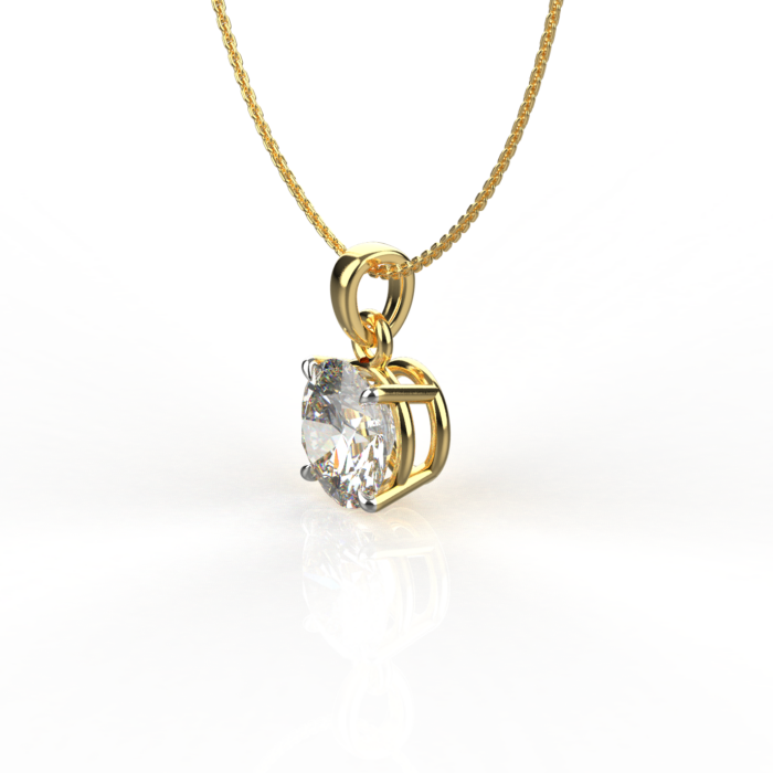 Avarta Sterling Silver 1 Carat Solitaire Pendant With Chain in Gold Polish - Image 3